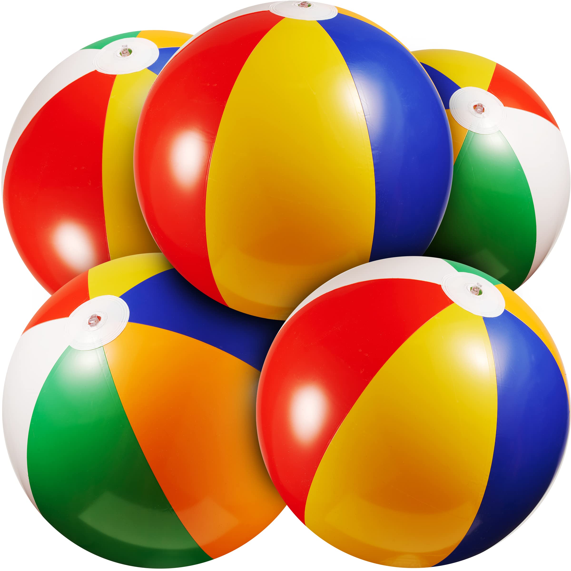 Beach Balls - (Bulk 6-Pack) Large Inflatable Beach Ball Toys for Kids, Colorful Rainbow Party Supplies for Outdoor Fun, Backyards, Swimming Pools, Hawaiian Luau Birthday Decorations and Favors